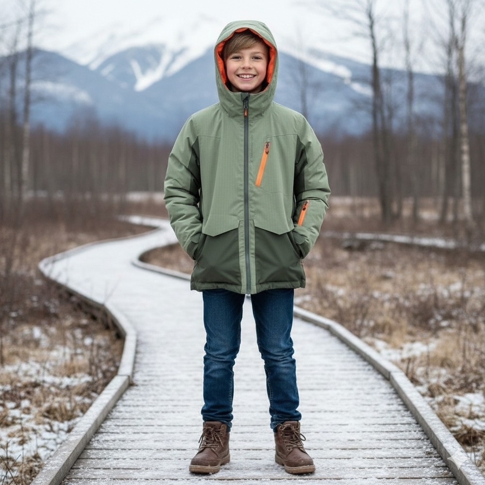 NWOT  Green and Orange Hooded Jacket